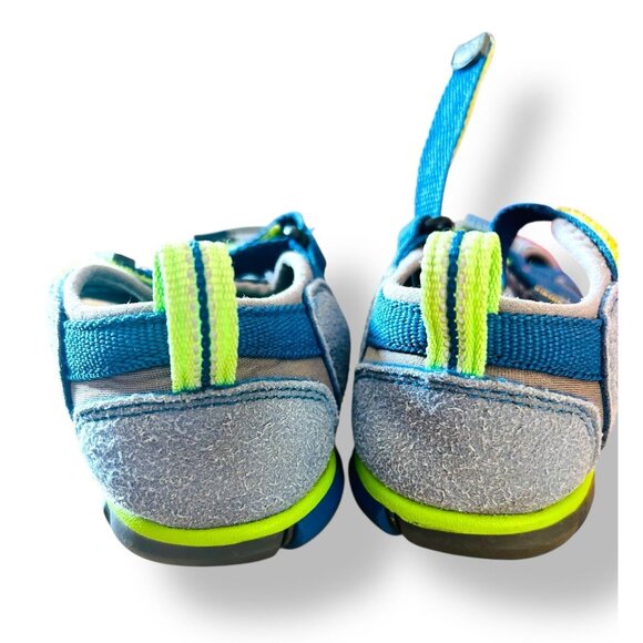 KEEN Shoes Boys Size 12 Blue Green Gray Adjustable Washable Closed Toe Sandals - Picture 5 of 11